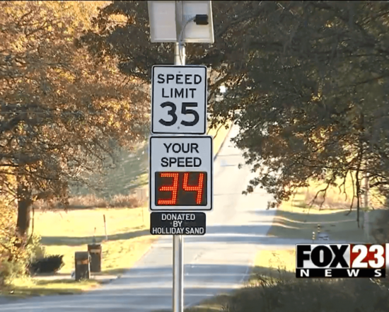 county added a sign of acknowledgement to the bottom of the “Your Speed” faceplate that says: “Donated by Holliday Sand.”