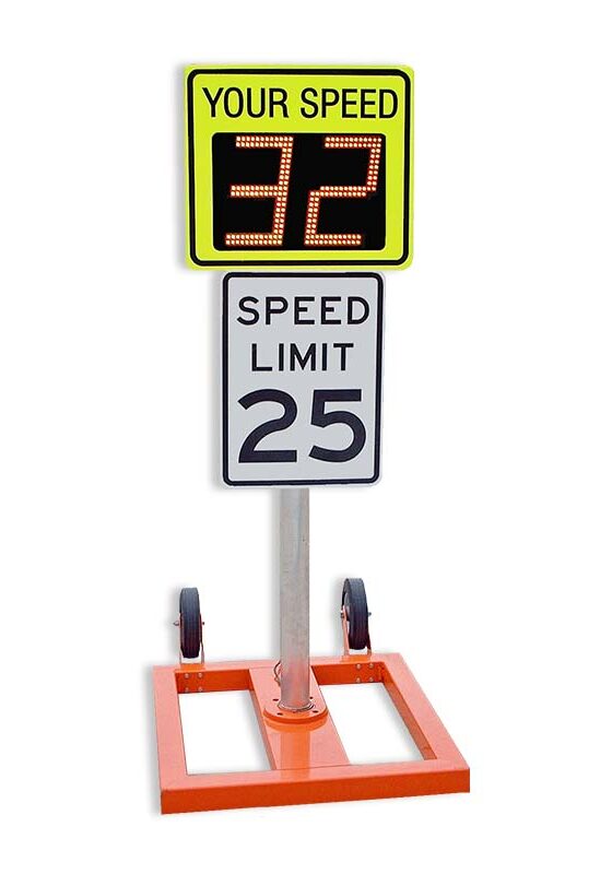 Portable Radar Speed Sign Displaying 30 Over Speed Limit 25